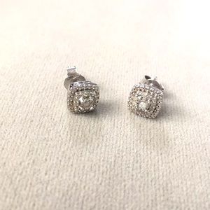 Sterling silver diamond bridge earrings